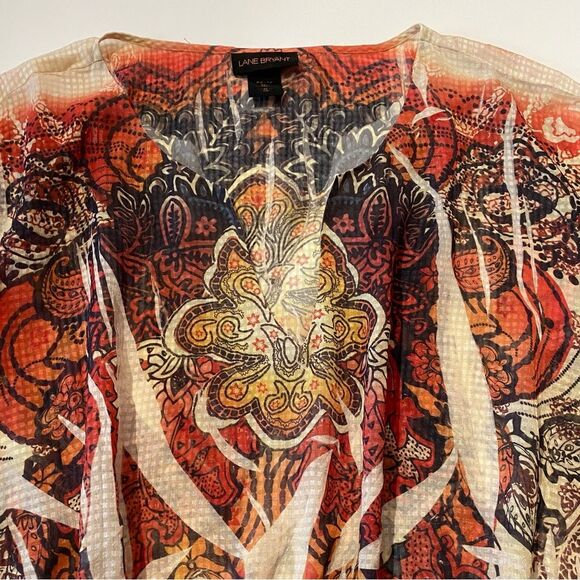 Lane Bryant Kimono Style Sheer Overlay Blouse/ Swimsuit Cover Up Women's Size 22 - Picture 3 of 11